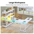 thumbnail image 5 of 63" Reversible U Shaped Computer Desk with 5-tier Bookshelf,Home Office Desk with LED Lights, 5 of 7