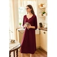 thumbnail image 3 of Ekouaer Nightgown for Women Long Nightshirt Maxi Sleepshirts V Neck Loungewear 3/4 Sleeve Sleepwear Full Length Sleep Dress, 3 of 6