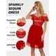 thumbnail image 3 of Vestido HOCO con lentejuelas Wedtrend WTS6002 para invitada a la boda, rojo XS, 3 of 6