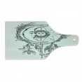 thumbnail image 1 of Mystic Cutting Board, Dreamcatcher Feathers with Sun and Moon Inside Cosmos Image, Decorative Tempered Glass Cutting and Serving Board, Wine Bottle Shape, Black White, by Ambesonne, 1 of 1