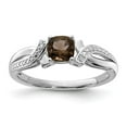 thumbnail image 5 of 925 Sterling Silver Rhodium Smoky Quartz Diamond Ring Size 9, 5 of 7