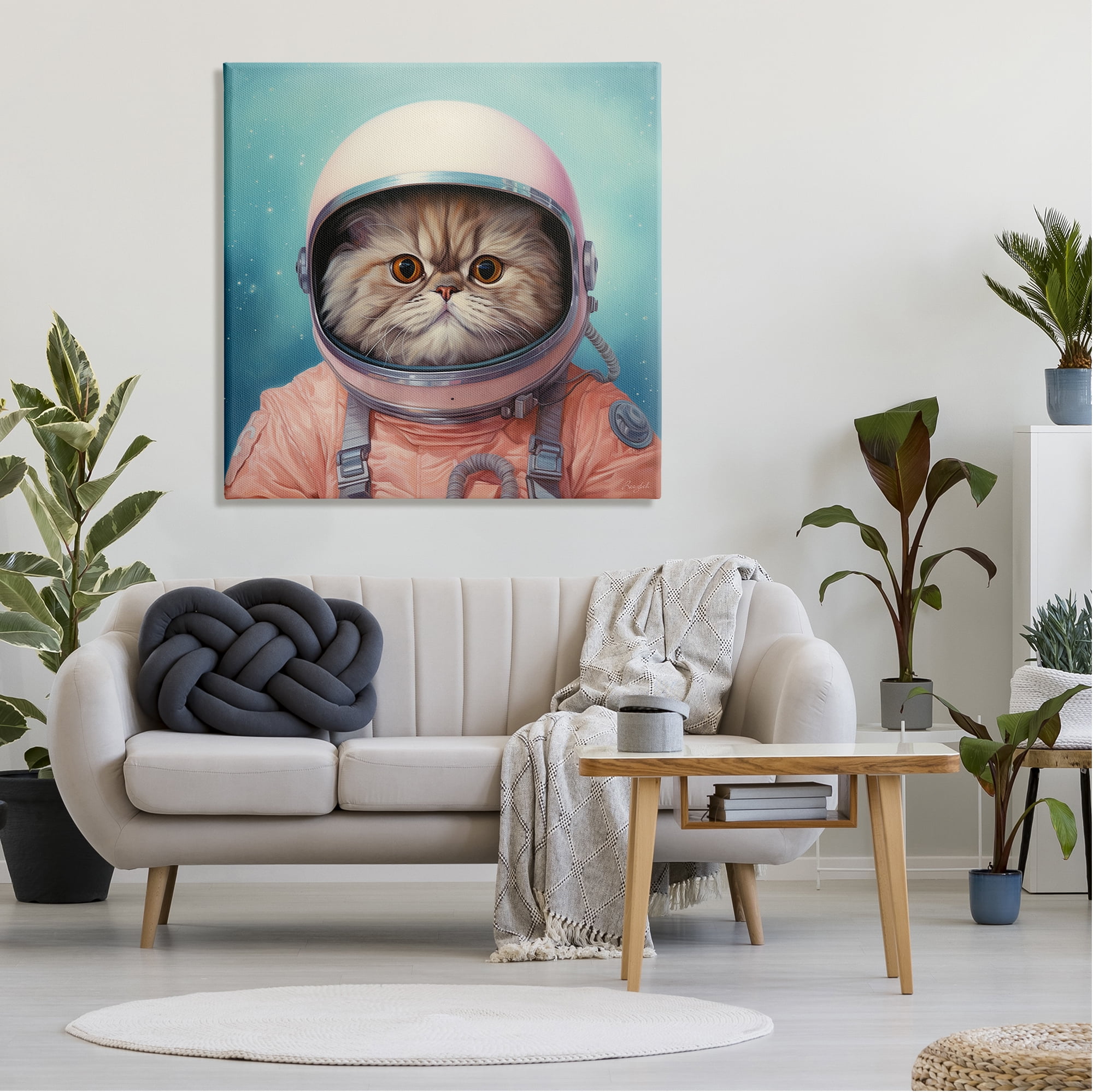 Stupell Industries Astronaut Cat in Space Animals & Insects Painting Gallery Wrapped Canvas Art Print Wall Art, 36 x 36