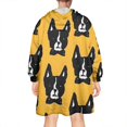 thumbnail image 2 of Wearable Oversized Blanket,Boston Terrier Wearable Blanket Hoodie for Adults,Cozy Hooded Blankets with Super Pockets,Super Warm Fuzzy Pullover for Women & Men, 2 of 6