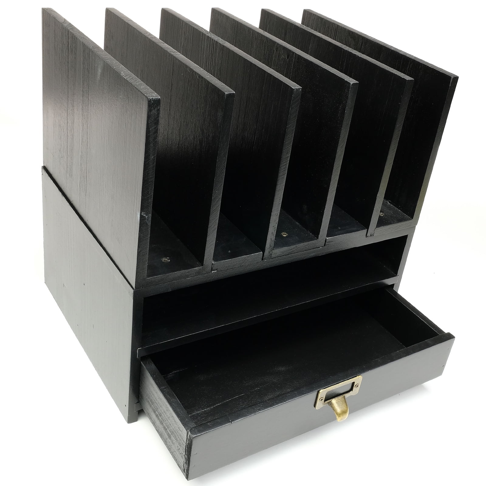 Excello Global Products Wooden Vertical Letter Tray Desk Organizer - Black - EGP-HD-0422B