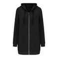 thumbnail image 4 of safuny Women's Oversized Zip Up Long Hoodies Casual Long Sleeve Drawstring Hooded Sweatshirts Fall Fleece Jackets Coats with Pockets Black _y S, 4 of 6