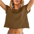 thumbnail image 1 of Blusa corta con estampado de manga corta y cuello redondo informal cómoda a la moda para mujer OAVQHLG3B Store lin121212, 1 of 4