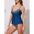 thumbnail image 2 of DARING DIVA Women's 2 Piece Leopard Colorblock Full Coverage Bikini Sets S Navy Blue, 2 of 6