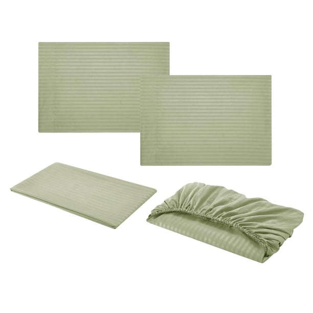 Sábanas ajustables de lujo 4 Pcs / Kit Ropa de cama Cama de lino Sábana ajustable Sábanas ajustables Fundas de almohada Verde Verde Magideal Sábanas ajustables de lujo