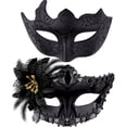 thumbnail image 1 of Conjunto de máscaras de disfraces de pareja Máscara de fiesta Máscara de disfraz de Halloween de plástico Máscara de Mardi Gras para mujeres y hombres, 1 of 5