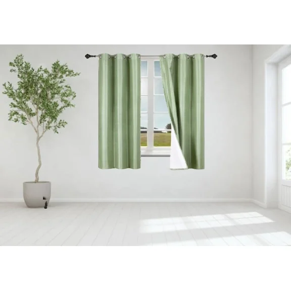 Gorgeous Home Linen 1 Set Sage Green Blackout Panel Window Grommet Curtain Foam Lined 35" Wide X 63" Long each pc