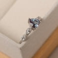 thumbnail image 2 of Heart shaped engagement ring, June birthstone, solid silver, alexandrite multi-stone milgrain ring, 2 of 5