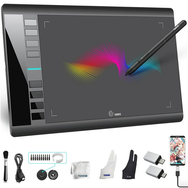 UGEE Drawing Tablet Graphics, M708 V2 Upgrade PC&Computer&Android Device,10x6 Inch Ultra Thin Large Graphic for PC, Pad with 8 Hot Keys Upgrade 16384