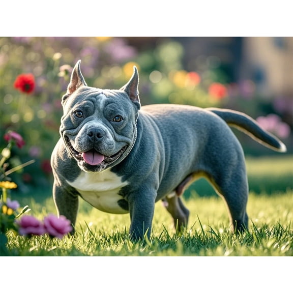 Blue Staffordshire Bull Terrier Diamond Painting DIY Kits 5D Diamond Art Full Round Drill Crystal by Number Mosaic Arts and Crafts for Living Room Home Wall Decor 12x16 inch / 30x40cm