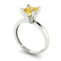 1ct princess cut yellow Zircon 18k white gold Bridal Wedding Engagement Promise Anniversary Ring for Women size 6.5