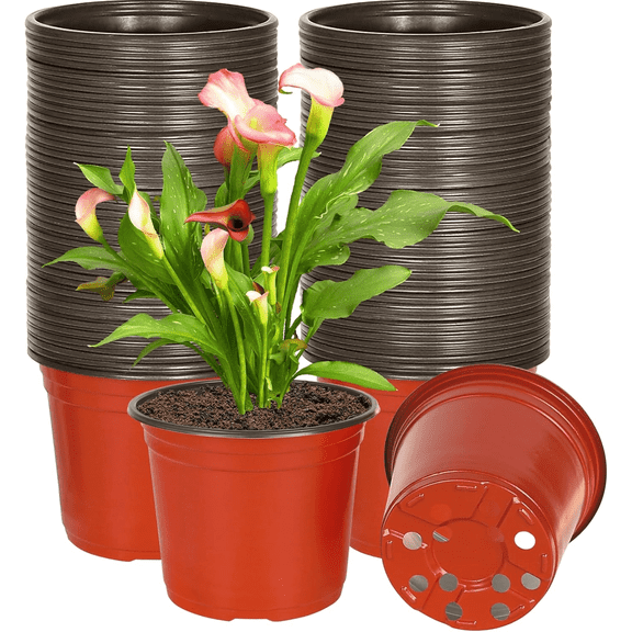 100 Pcs 4 Inch Plastic Plant Nursery Pots, Seed Starting Pot, Flower Plant Container for Seedlings, Cuttings, Transplanting