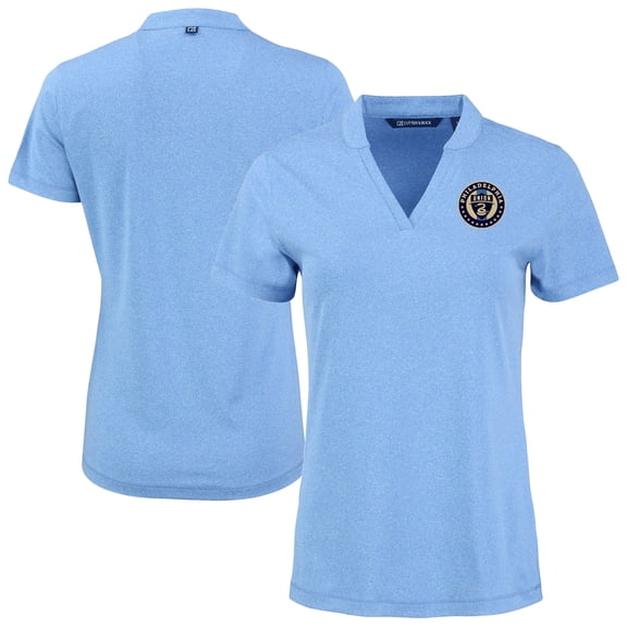 Women's-Cutter & Buck Heather Powder Blue Philadelphia Union Forge Heather Stretch Blade Top