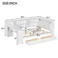 thumbnail image 6 of Euroco Wood Full Size Daybed with Desk and Shelves, Captain Bed with Upholstered Headboard, LED Light and USB Charging, White, 6 of 15