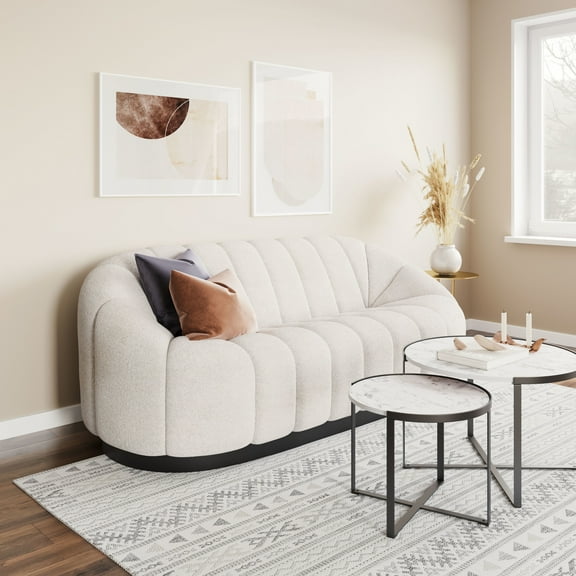 Bhutan Sofa Cream Sofa, Modern Style, Seats up to 3, Plywood, Indoor Living