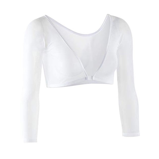 Women Both Side Wear Sheer Plus Size Seamless Arm Shaper Crop Top Shirt Blouses