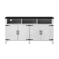thumbnail image 4 of Hassch Farmhouse Buffet Sideboard with Charging Station, 59" Storage Cabinet with Adjustable Shelves & 4 Barn Doors, Coffee Bar Cabinet for Dining Room, Living Room, Entryway, Hallway, White+Black, 4 of 10
