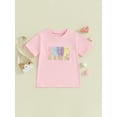 thumbnail image 3 of Aojekbee Girl's Birthday Tops Casual Round Neck Short Sleeve Letter Embroidery T-Shirt Toddler Little Girl Summer Clothes, 3 of 10