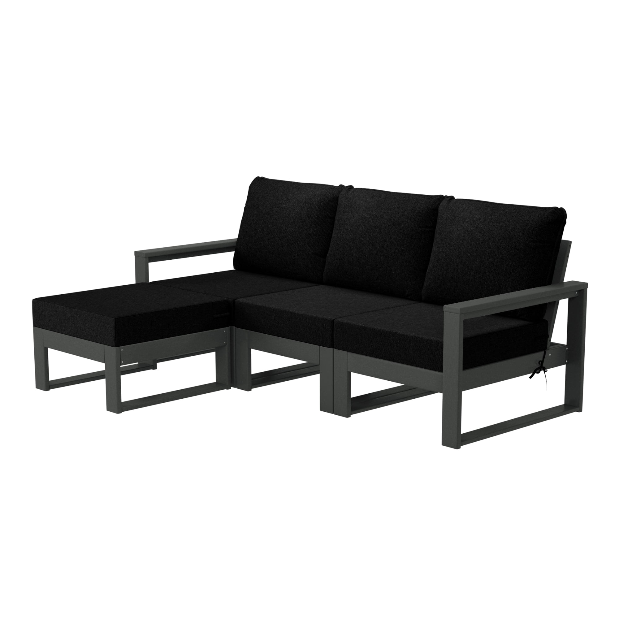 WestinTrends Montara Outdoor 4-Piece HDPE L-Shaped Modular Patio Sofa Furniture Set, Gray/Black