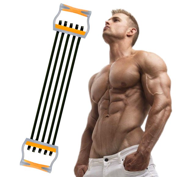 TOCO FREIDO Expanseur de Poitrine, Entraîneur de Force des Bras Ajustable à 5 Tubes, Bandes de Résistance d'Exercice pour l'Entraînement Musculaire à Domicile (125 Lb)