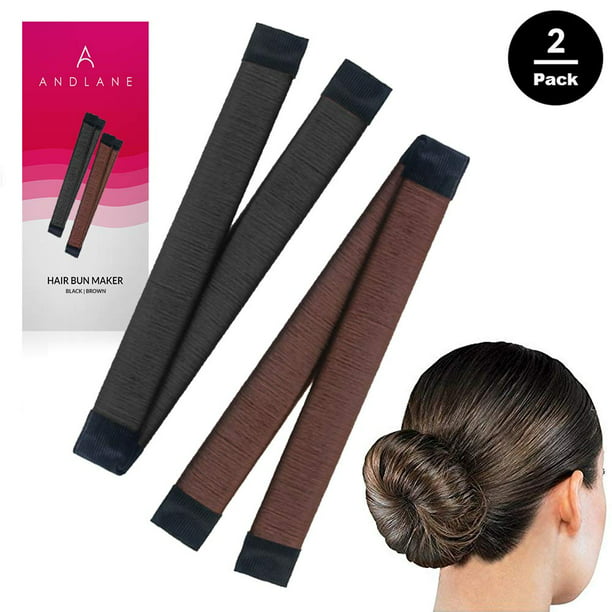 Hair Bun Maker French Twist Hair Fold Wrap Snap Accessory (2 Pack - 1 Black  Color, 1 Brown Color) 