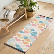 Yayeee Runner Rug for Bedroom 2'x6' Machine Washable Hallway Non Slip Mat, Pink Abstract Pattern