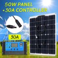 thumbnail image 1 of Yeacher 50W 18V Monocrystalline Solar Panel Module Kit High Efficiency IP65 Water Resistance with 10/20/30/40/50A Solar Controller PWM Intelligent Regulator for Home RV Car Boat Batterys Charging, 1 of 8