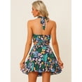 thumbnail image 4 of Conjunto de 2 piezas Allegra K Floral sin mangas con falda corta Azul oscuro XL, 4 of 5