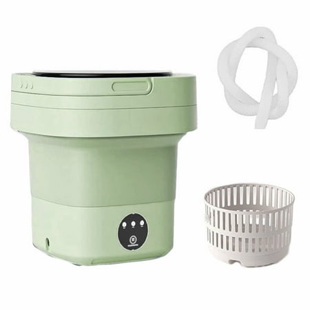 Portable Washing Machine, Foldable Mini Washer with Drain Basket, 3 Modes Deep Cleaning - 6.5L High Capacity for Lingerie, Personal, Baby, Delicates Cleaning(Green)