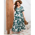 thumbnail image 5 of Plus Women's Plus Size A-Line Deep V-Neck Elastic Sash Waist Maxi Formal Dress, 5 of 9