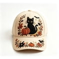 thumbnail image 2 of Fall Embroidered Baseball Cap,Vintage Black Cat Pumpkin Floral Adjustable Trucker Hat,Casual Holiday Accessory for Women Men, 2 of 7