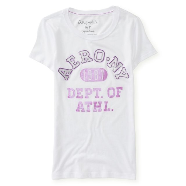 Aeropostale Ny Dept Of Athl - Camiseta adornada para mujer, color blanco, extragrande Aeropostale Camiseta adornada