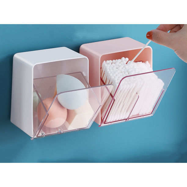 Caja de hisopos de algodón, 2 secciones con tapa Contenedor de hisopos de algodón Hisopos de algodón, para ba?o Tocador Mostrador Hogar Oficina Almacenamiento de escritorio (Blanco) LingWen 8390612327858