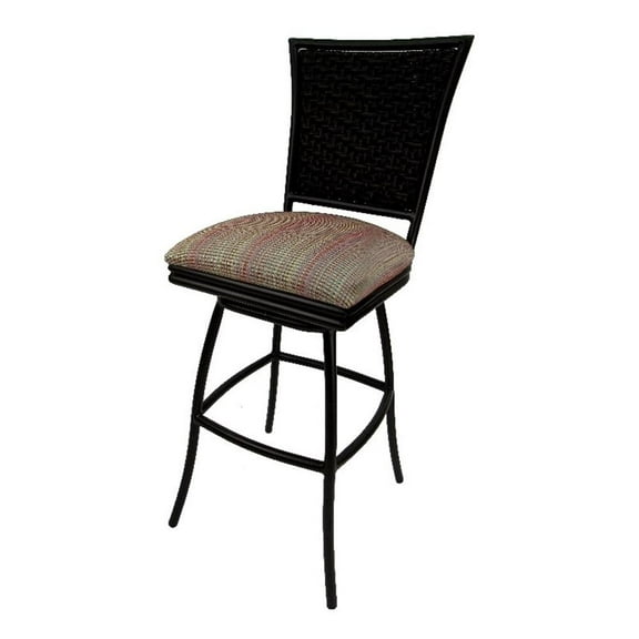 Indoor/Outdoor 30" Bar Stool Erin without Arms - Multi Sun Fabric - Black Frame