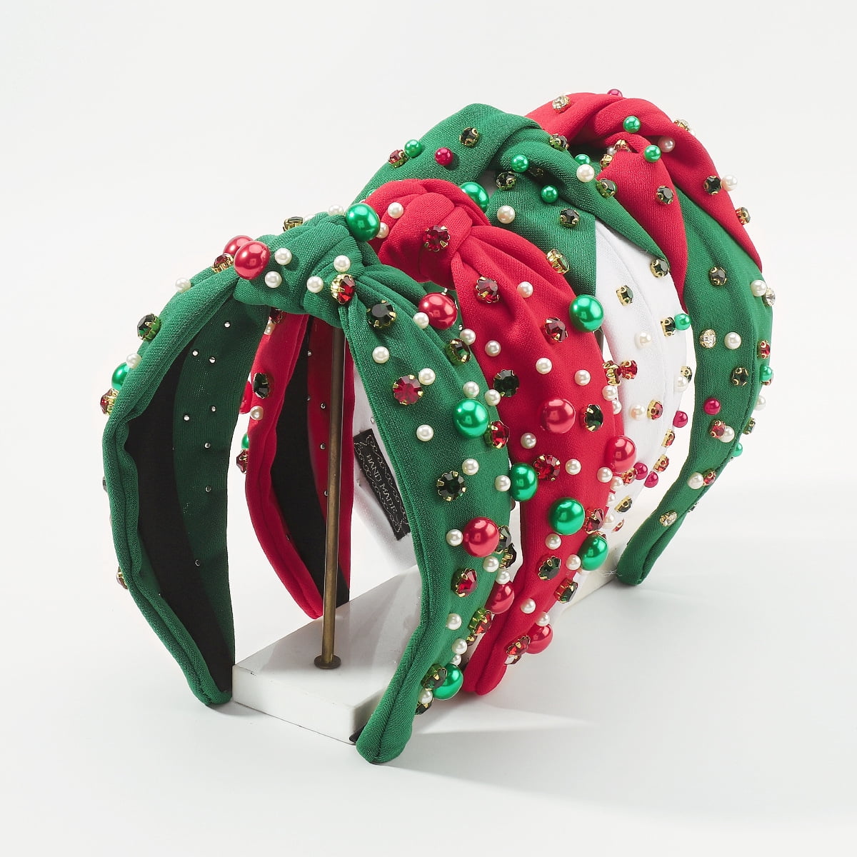 Christmas Headbands Set for Women Pearl Rhinestone Red Green Holiday Party Acces Amazon.com : Christmas Headband for Women Pearl Knotted  main image 3