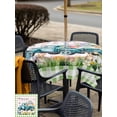 thumbnail image 4 of Outdoor Tablecloth with Umbrella Hole and Zipper, Easter Square Table Cloth 60x60 Inch Waterproof Tablecloth, Green Pink Plaid Blue Truck Eggs Bunny Pastoral Picnic Table Cover for Patio Camping, 4 of 7