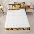 thumbnail image 4 of Homewish Brown Initial A Kids Zipper Twin Comforter Sets with Fitted Sheet and 2 Pillowcases, Leopard Print Bowknot Zipper Bedding Set, Reversible, 4-Piece, 4 of 6