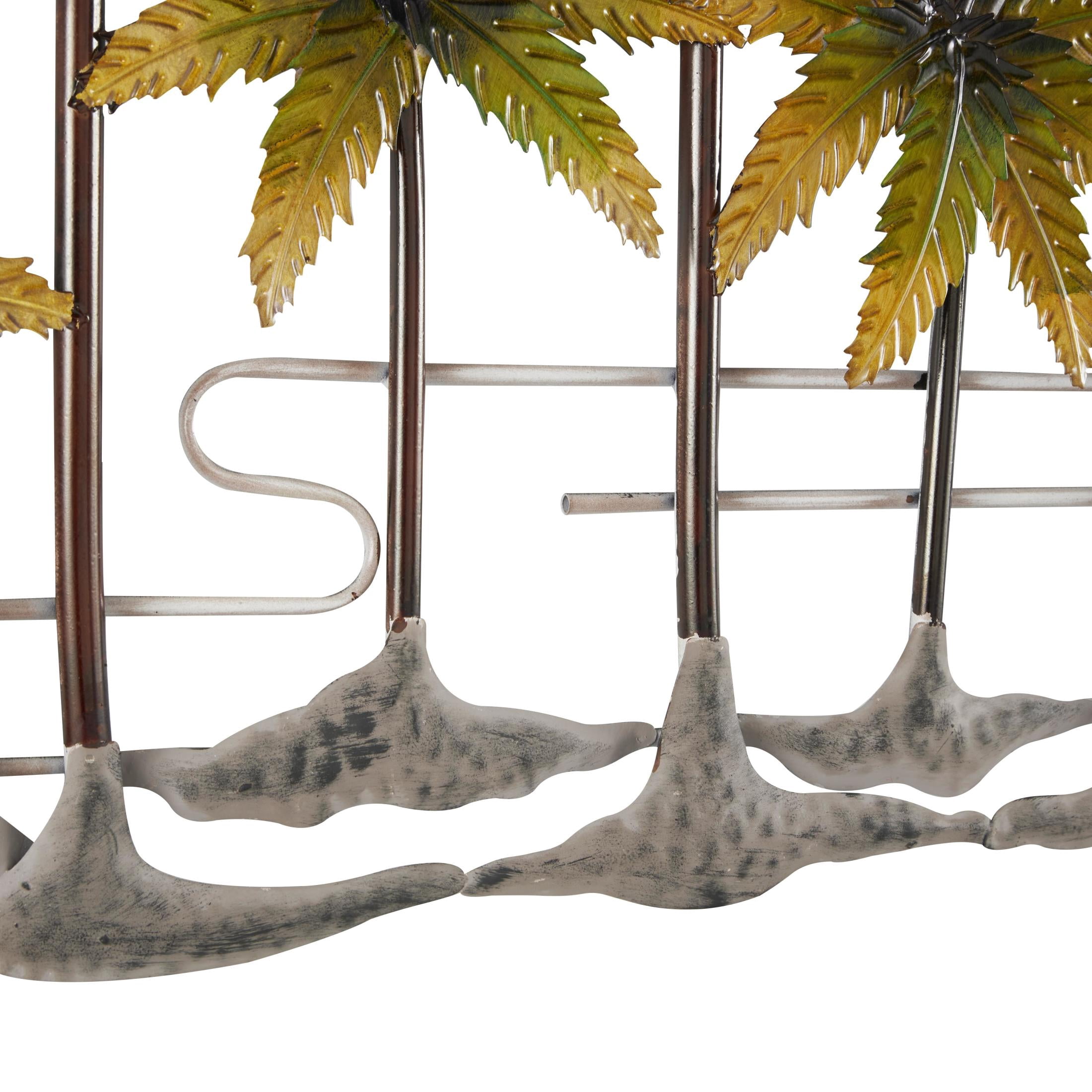DecMode Green Metal Palm Tree Wall Decor