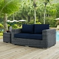 thumbnail image 5 of Modern Contemporary Urban Design Outdoor Patio Balcony Loveseat Sofa, Navy Blue, Rattan, 5 of 5