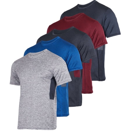 Real Essentials 5 Pack: Boy s Dry Fit Short Sleeve T-Shirt - Athletic Baseball Soccer Tee Tops for Kids Youth & Teens