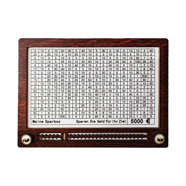 Yousi 1 Set of Money-Saving Box, Wooden Savings Box Challenge Box Retro Savings Box with Counter Savings Target Children'S Savings Box Countdown (1000/2000/3000/5000/10000 Eur)