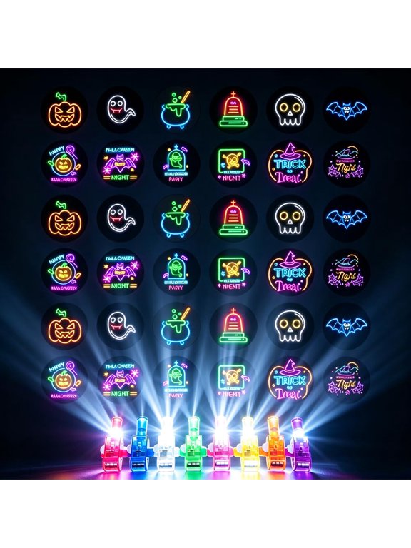 Halloween Finger Projector Rings, Halloween Finger Lights LED Party Favors Random Pattern, 12PCS