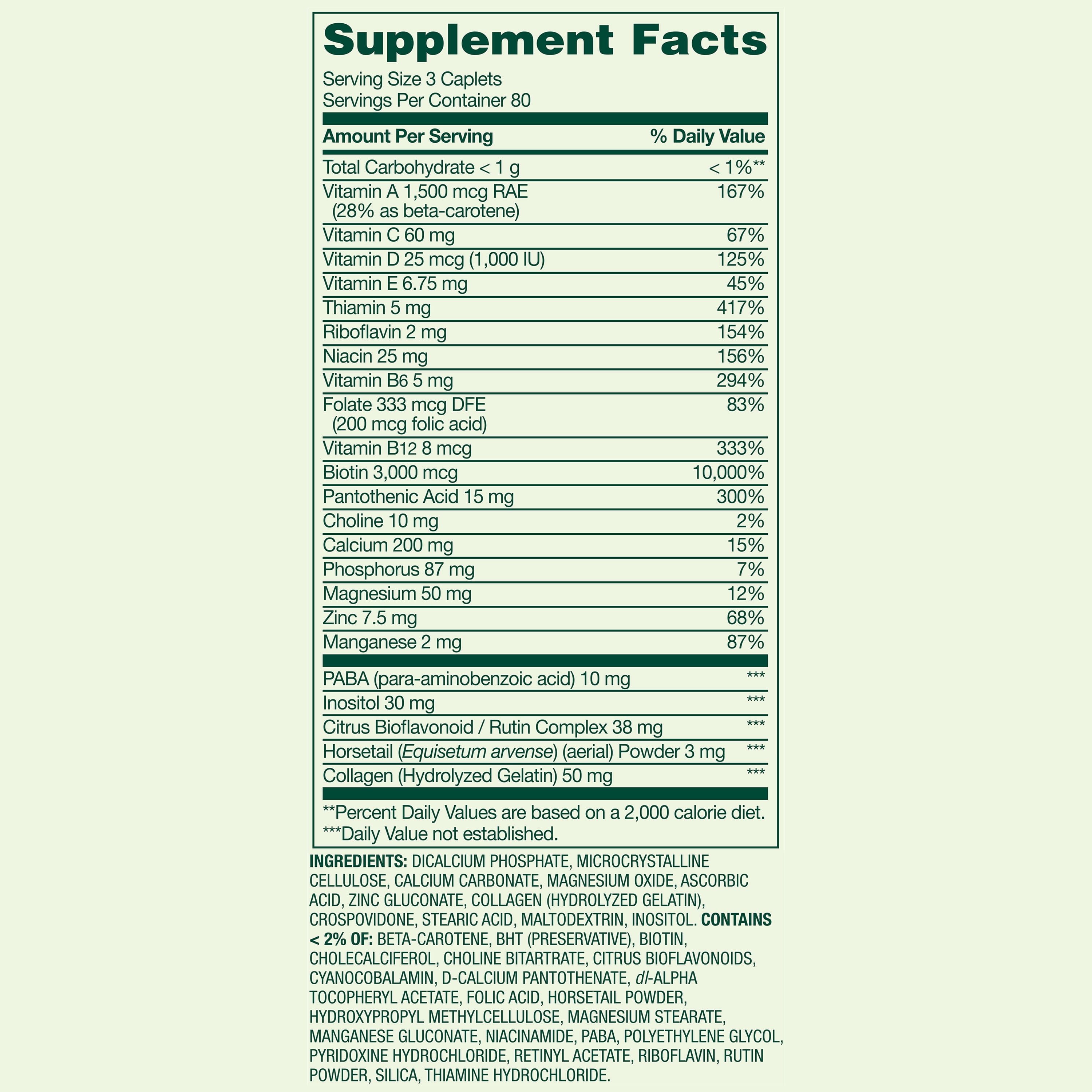 (3 pack) Spring Valley Hair, Skin & Nails Caplets Dietary Supplement, 240 Count