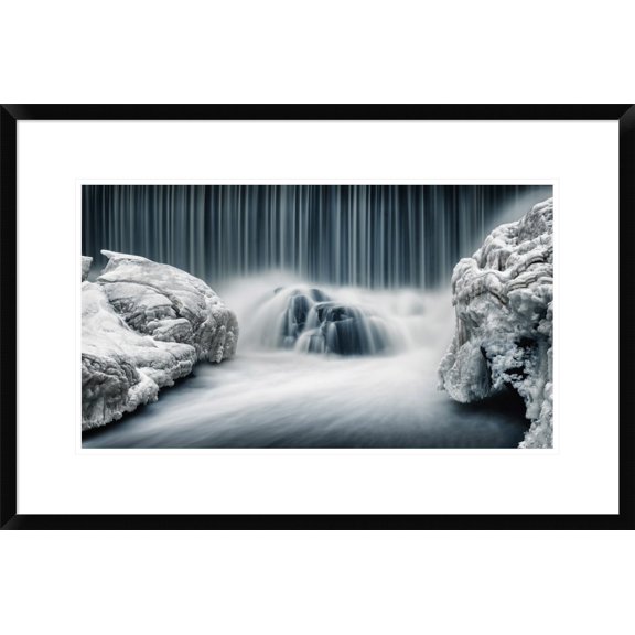 Global Gallery Keijo Savolainen 'Icy Falls' Framed Wall Art