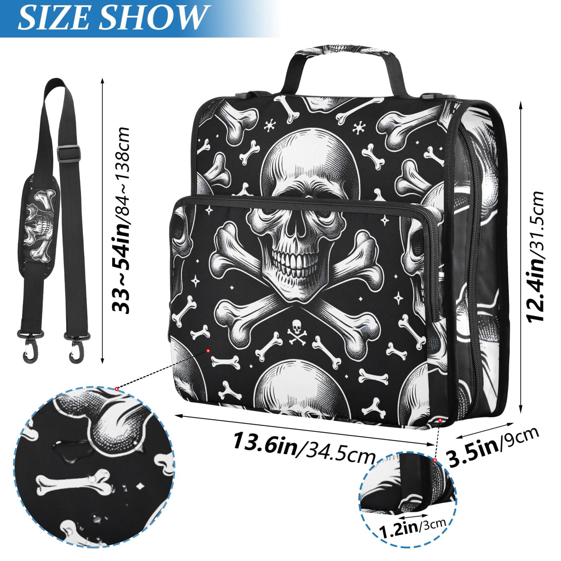 ALAZA Zipper Binder Skeletons Halloween 3 Ring Trapper Keeper File Folder Organizer Bag