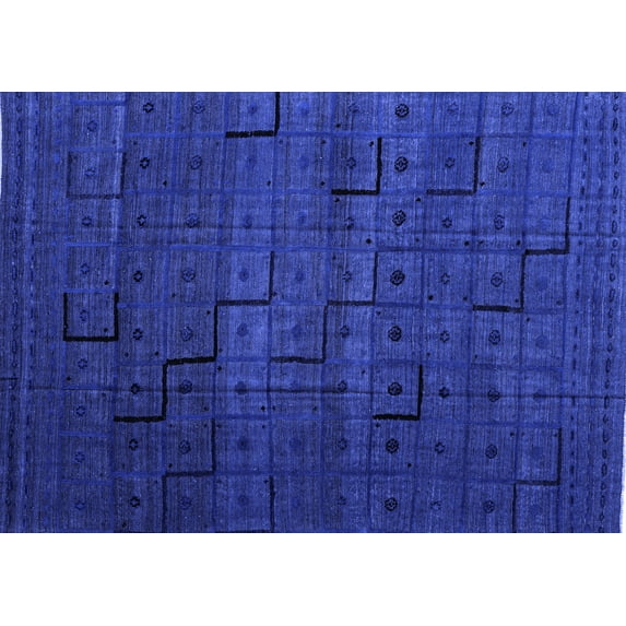 Ahgly Company Indoor Rectangle Abstract Blue Modern Area Rugs, 2' x 3'