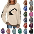 thumbnail image 4 of Game Day Football Sweatshirt Women Cute Graphic Long Sleeve Crewneck Pullover Top Casual Rugby T-Shirts Fan Shirts, 4 of 4